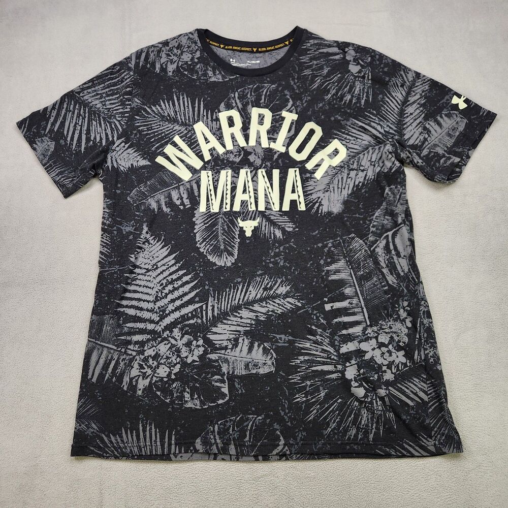 Under Armour Project Rock T-Shirt Mens XL Short Sleeve Warrior Mana Hawaiian Gym